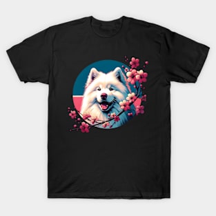 Samoyed's Spring Bliss Among Cherry Blossoms T-Shirt